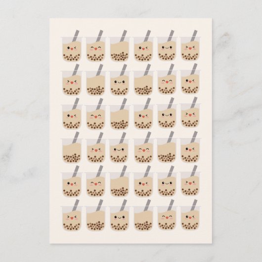 Invitation Simple Kawaii Boba Bubble Lait Thé Bleu Anniversai (Dos)