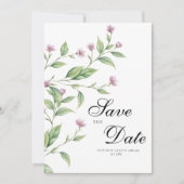 Invitation Simple lavande rose vert floral Enregistrer la dat (Devant)
