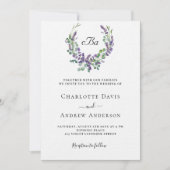 Invitation Simple lavande violet floraux mariage luxueux (Devant)