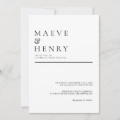 Invitation Simple Ligne Moderne Mariage Noir Blanc (Devant)