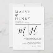 Invitation Simple Ligne Moderne Monogramme Mariage (Devant)