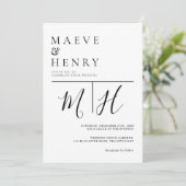 Invitation Simple Ligne Moderne Monogramme Mariage (Debout devant)