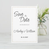 Invitation Simple ligne pointillée en or noir blanc Enregistr (Debout devant)