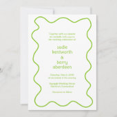 Invitation Simple Lime Green Squigame Frame Mariage moderne (Devant)