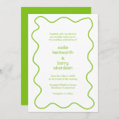 Invitation Simple Lime Green Squigame Frame Mariage moderne (Devant / Derrière)