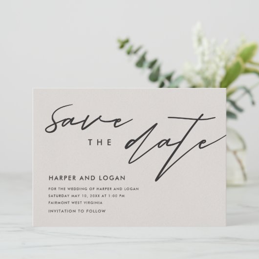 Invitation Simple Linework Enregistrer la date (Debout devant)