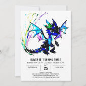Invitation Simple Little Dragon Digital Boy Anniversaire (Devant)