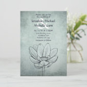 Invitation Simple Lotus Flower Dusty Blue Mariage Turquoise (Debout devant)