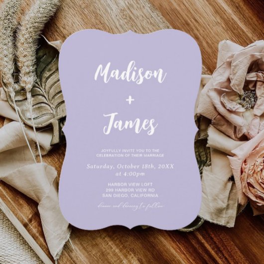 Invitation Simple lumière violet Lavender Mariage photo
