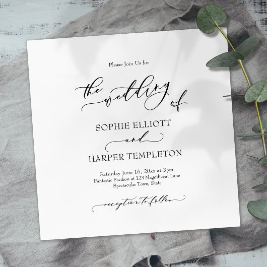 Invitation Simple Luxe Calligraphie Le Mariage De