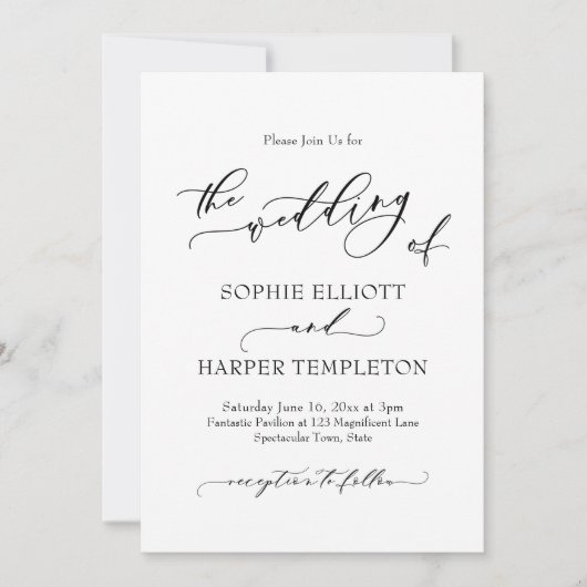 Invitation Simple luxe calligraphie le mariage de (Devant)