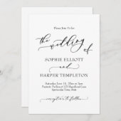 Invitation Simple luxe calligraphie le mariage de (Devant / Derrière)