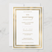 Invitation Simple luxe or blanc 50ème anniversaire Mariage (Devant)