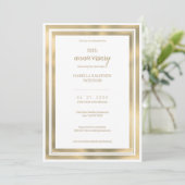 Invitation Simple luxe or blanc 50ème anniversaire Mariage (Debout devant)