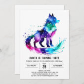 Invitation Simple Magic Wolf Digital Boy Anniversaire (Devant / Derrière)