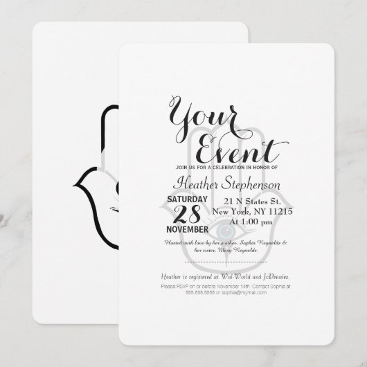 Invitation Simple main de hamsa moderne de Fatima (Devant / Derrière)