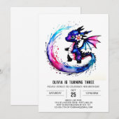 Invitation Simple Majestic Dragon Digital Girl Anniversaire (Devant / Derrière)