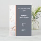 INVITATION SIMPLE MARBRE BLANC FÊTE DE MARIAGE OR ROSE BACHEL (Debout devant)