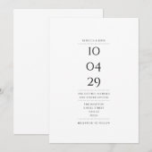Invitation Simple mariage à date spéciale noir et blanc (Devant / Derrière)