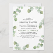 Invitation Simple mariage à l'aquarelle avec verdure d'eucaly (Devant)