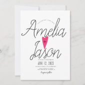 Invitation Simple Mariage à Typographie Rose et Blanche et No (Devant)