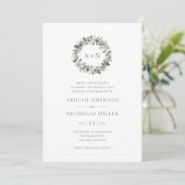Invitation Simple Mariage Aquarelle Eucalyptus (Debout devant)