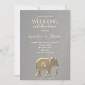 Invitation Simple Mariage Argent et Or (Devant)