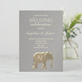 Invitation Simple Mariage Argent et Or (Debout devant)