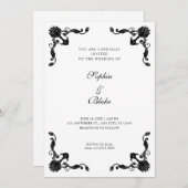 Invitation Simple Mariage Art déco noir et blanc (Devant / Derrière)