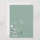 Invitation Simple Mariage au Monogramme de Verdure d'Eucalypt (Dos)