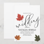 Invitation Simple Mariage Automnal Feuille (Devant / Derrière)