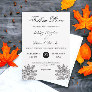 Invitation Simple Mariage Automnal Rustique Noir Et Blanc