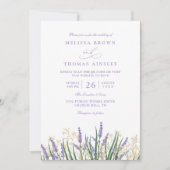 Invitation Simple mariage avec code QR lavande violet aquarel (Devant)