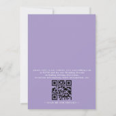 Invitation Simple mariage avec code QR lavande violet aquarel (Dos)