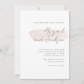 Invitation Simple mariage avec coups de pinceau rose (Devant)