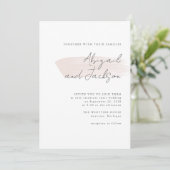 Invitation Simple mariage avec coups de pinceau rose (Debout devant)