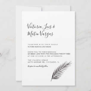 Invitation Simple mariage avec feuille de palmier dessinée à