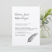 Invitation Simple mariage avec feuille de palmier dessinée à (Debout devant)