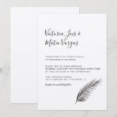 Invitation Simple mariage avec feuille de palmier dessinée à (Devant / Derrière)