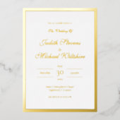 Invitation simple Mariage blanc à huile d'or (Recto)