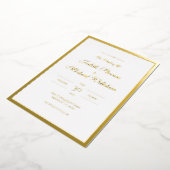 Invitation simple Mariage blanc à huile d'or (Rotation)