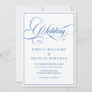 Invitation Simple Mariage Blanc Bleu Tout En Un