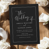 Invitation Simple Mariage Blanc Rustique Script