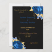INVITATION SIMPLE MARIAGE BLEU FLORAL BLACK MODERNE (Devant)