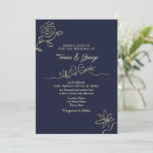 Invitation Simple mariage bleu marine (Debout devant)