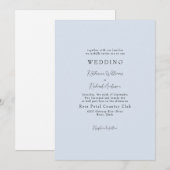 Invitation Simple Mariage Bleu Poussière Sans Parents  (Devant / Derrière)