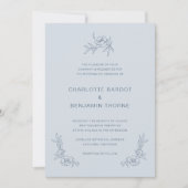 Invitation Simple Mariage Bleu Poussiéreux (Devant)