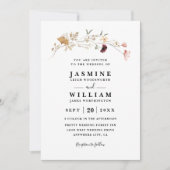 Invitation Simple Mariage Bohème Fleurs Sauvages Code QR Rust (Devant)