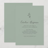Invitation Simple Mariage Bohème Vert Sauge Écriture Botaniqu (Devant / Derrière)