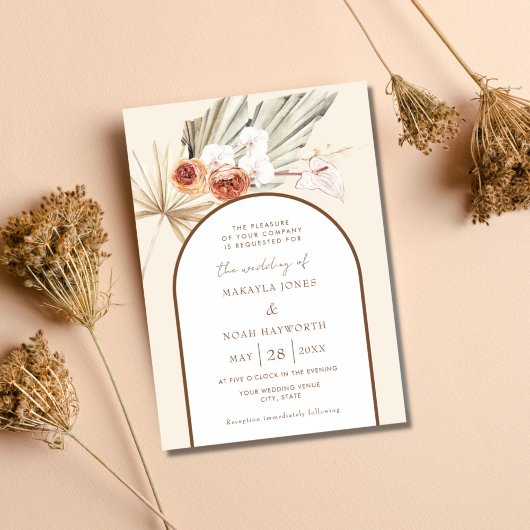 Invitation Simple Mariage Boho Pampas Grass Boho Bohème Bohèm